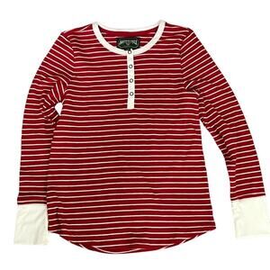 American Eagle Red White Stripe 2 Piece Thermal Pajama Set Womens Large